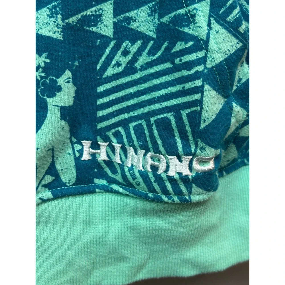 Hinano Tahiti Hoodie Mens Large Teal Mint Green Geo Tropical Print Pullover - Picture 8 of 10